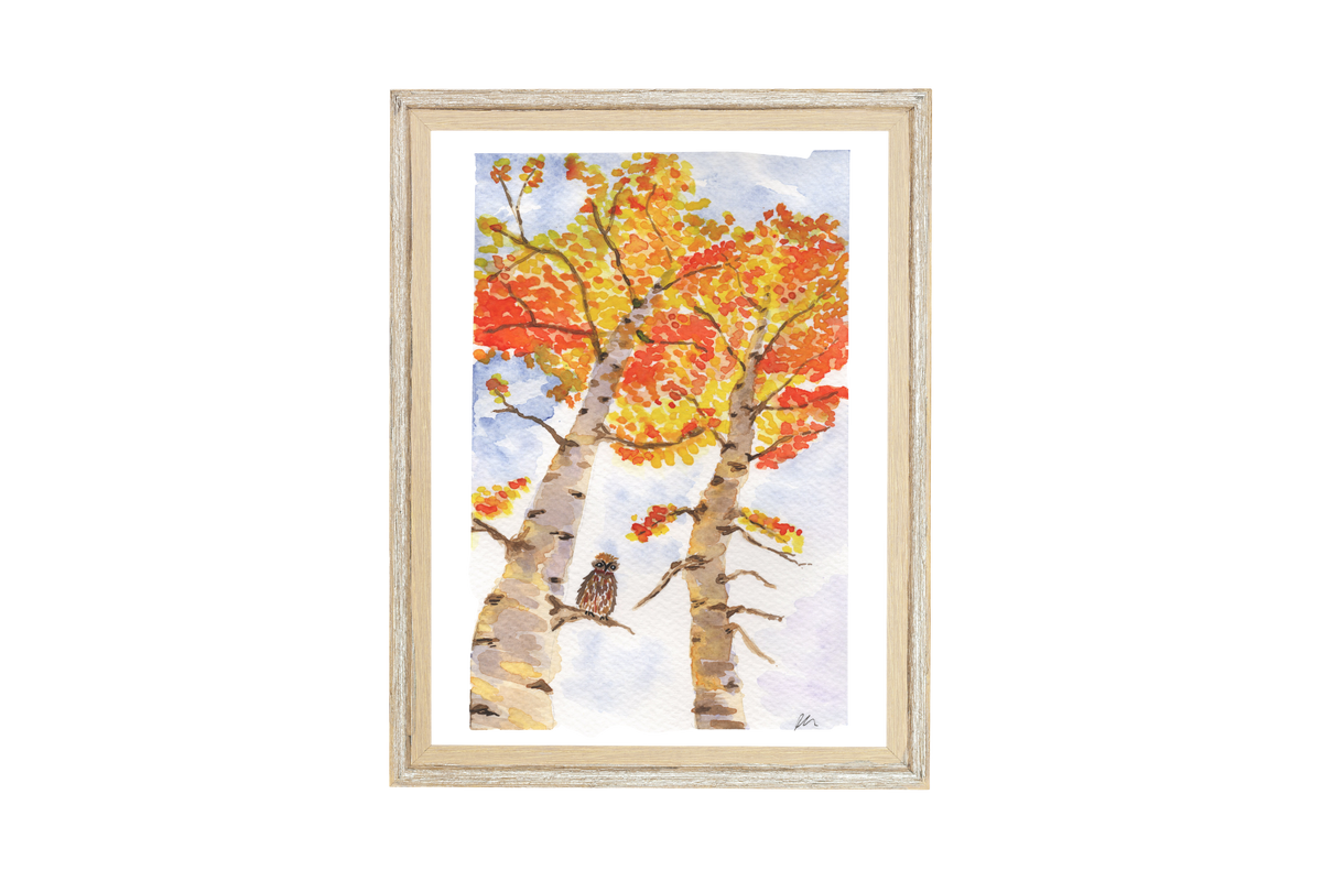 Autumn Trees Watercolor Art Print