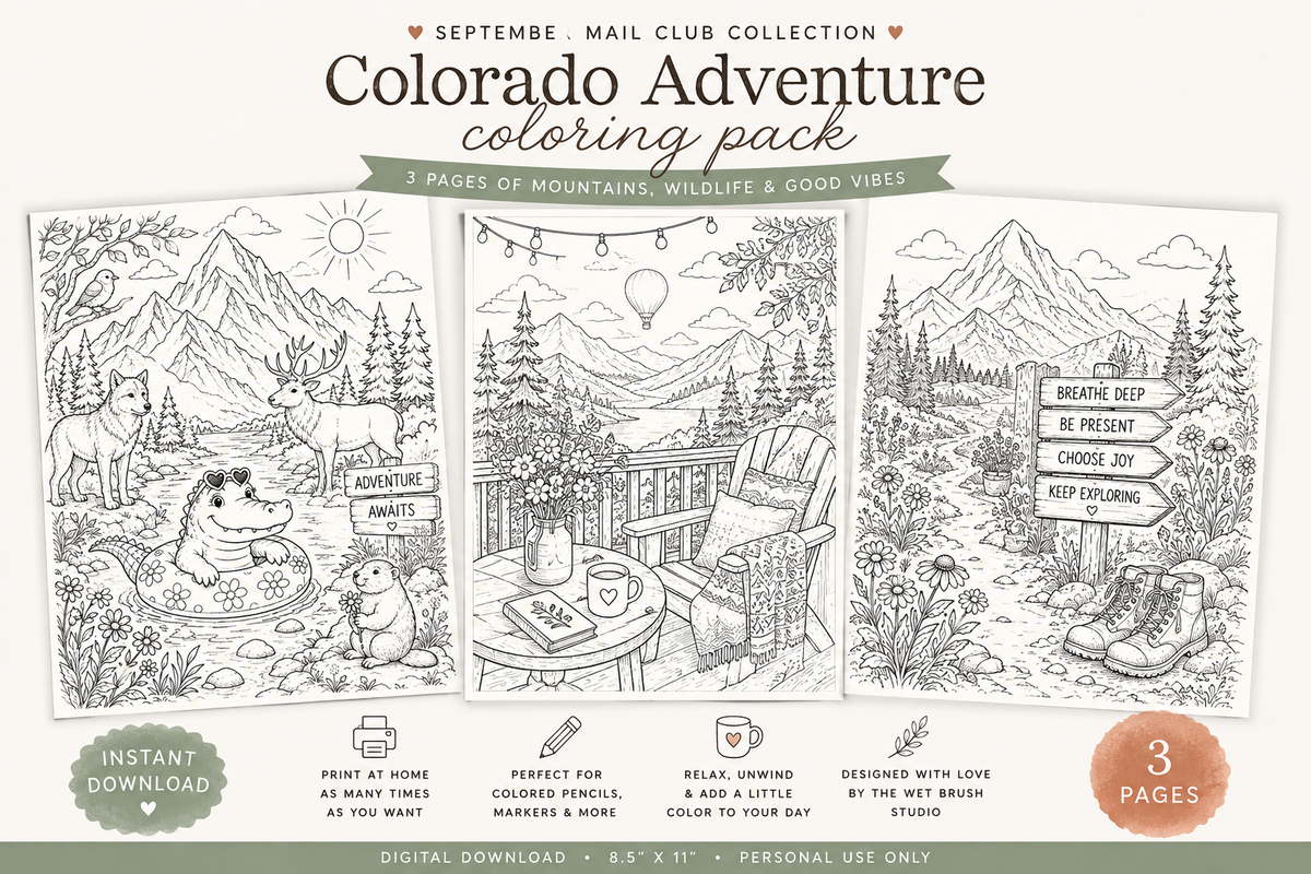 Colorado Adventure Coloring Pages | Digital 3-Pack
