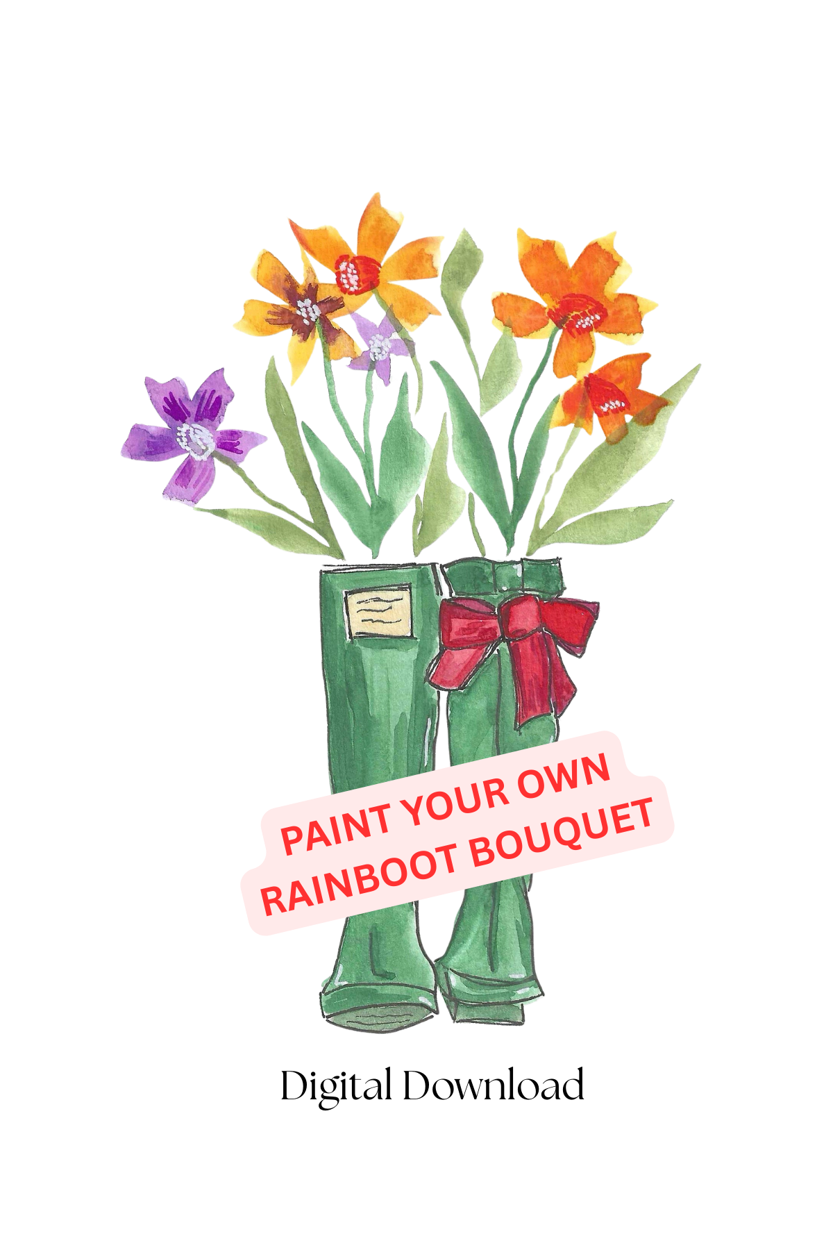 Paint-Your-Own Tiny Rainboot Digital Download