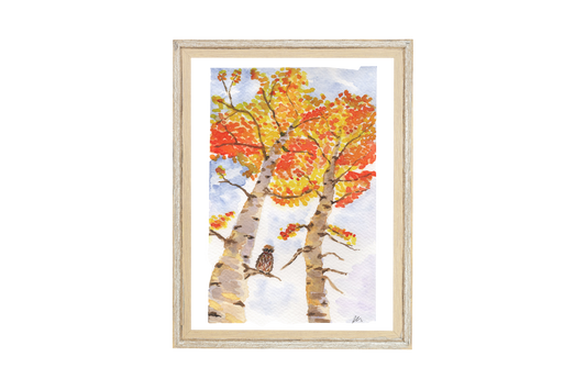 Autumn Trees Watercolor Art Print
